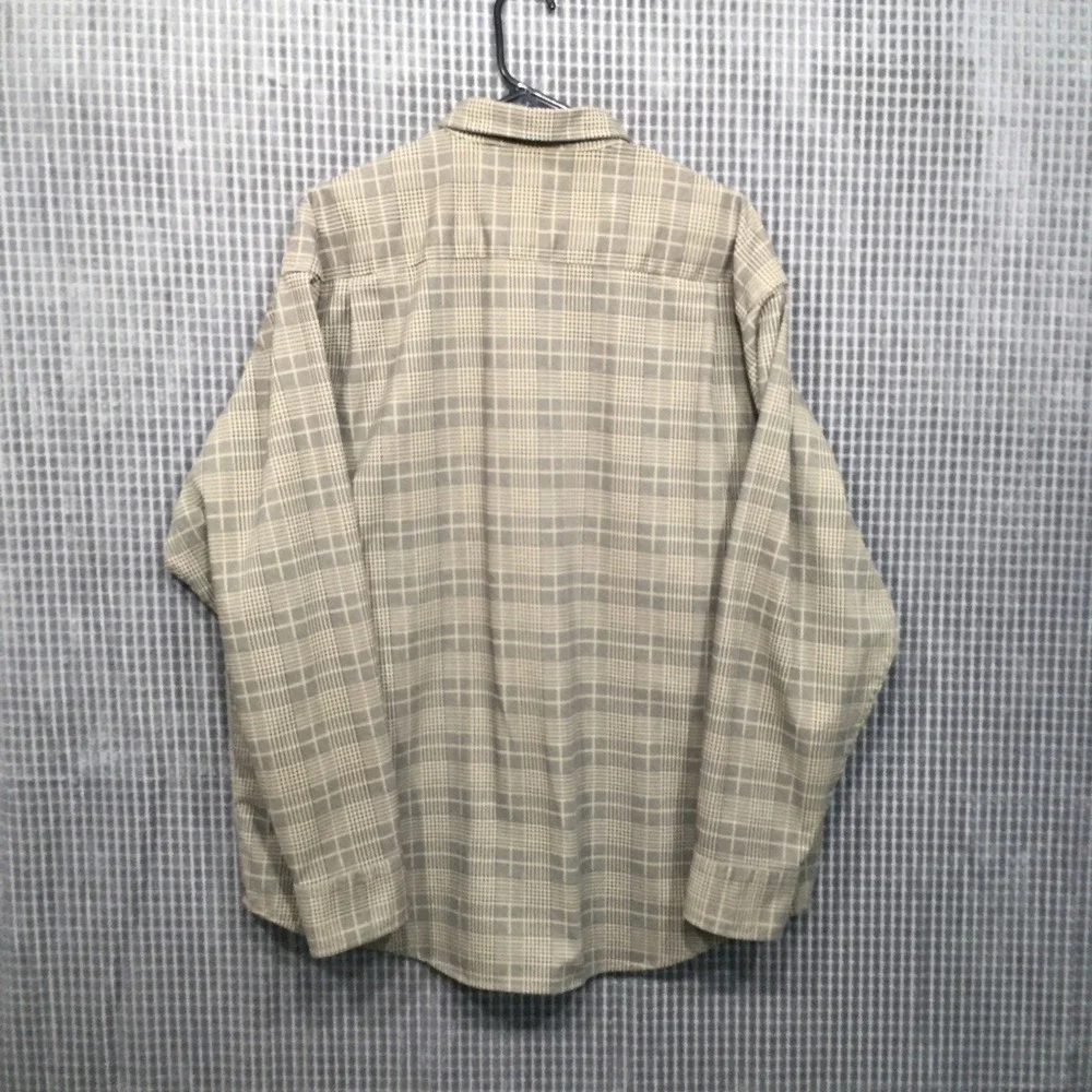 Cabelas Mens XL Plaid Button Down Shirt Tan Black Glen Check Long Sleeve SH684